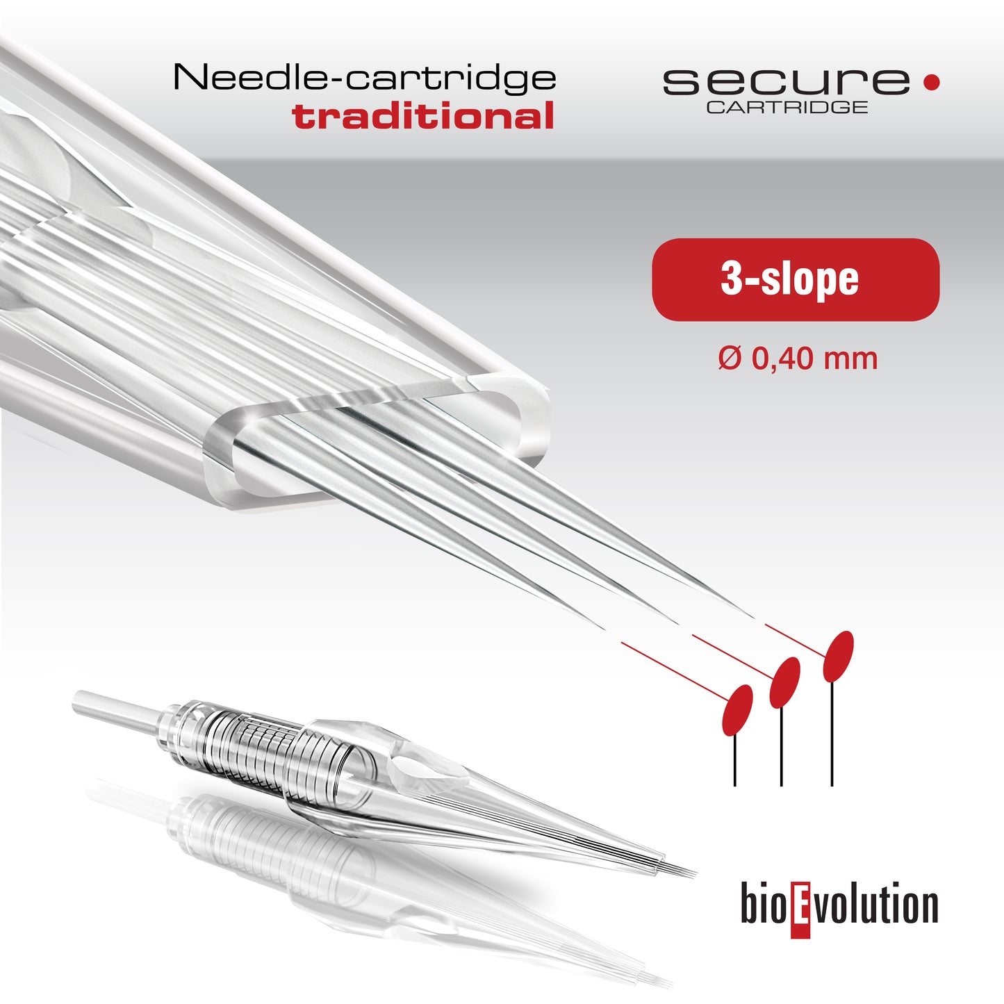 Aiguille traditionnelle 1 pièce 3 slope 0,40