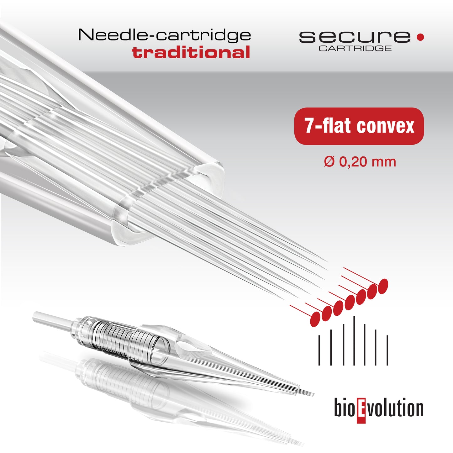 Aiguille traditionnelle 1 pièce 7 flat convex 0,20